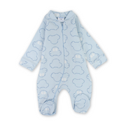 Baby Boys Cotton Baby Footie – Baby Blue with Cars Print