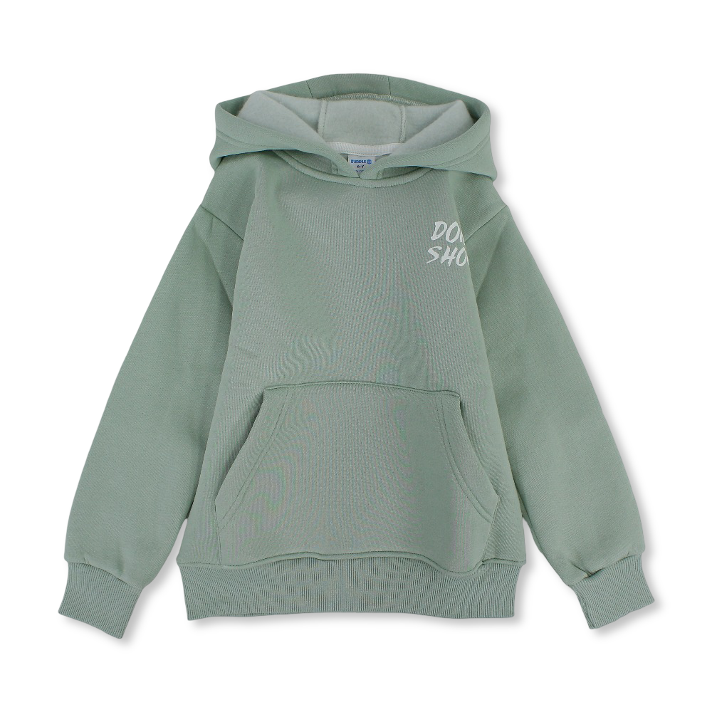 Baby Girls Cotton Hoodie – Mint with “Don’t Shout” Print