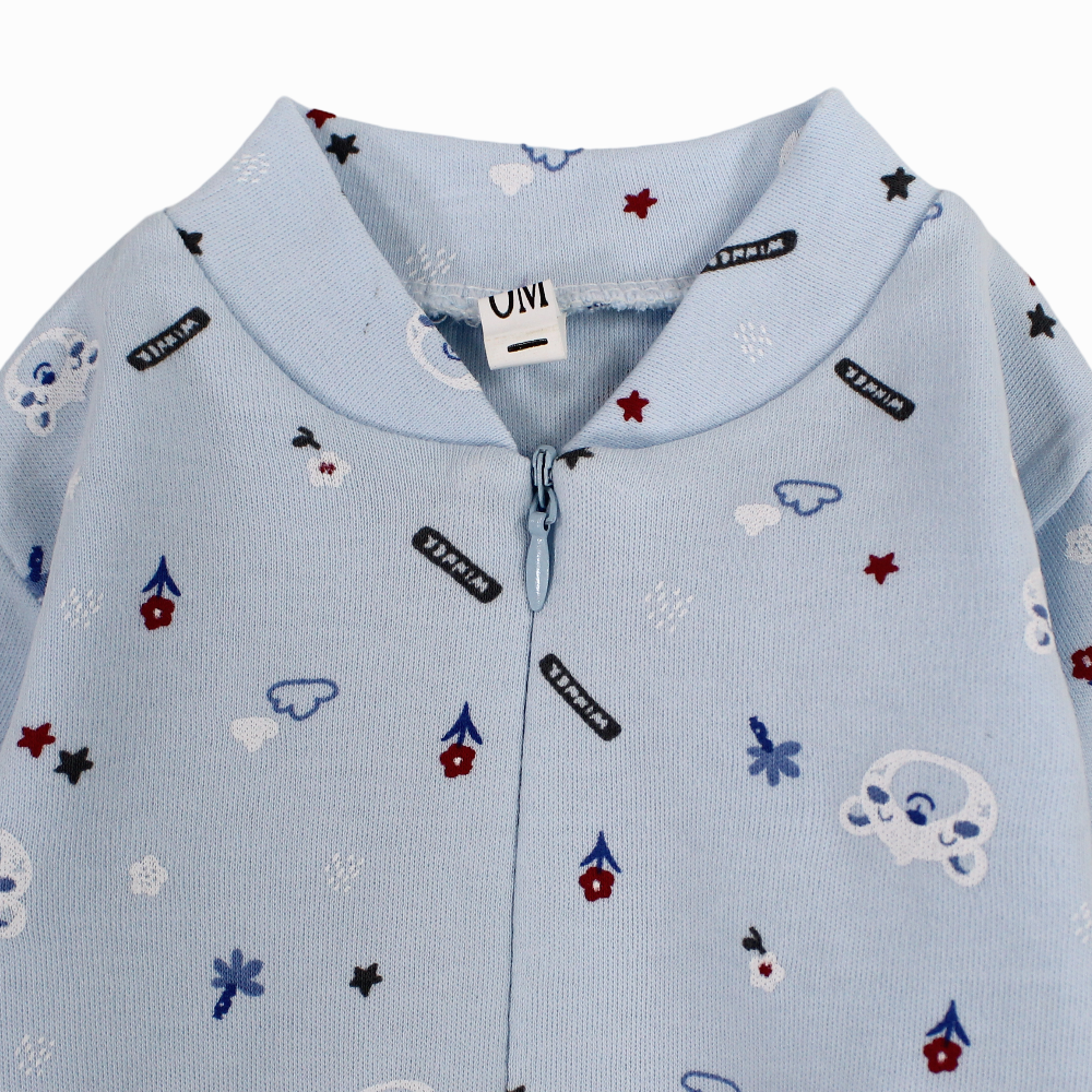 Unisex Baby Footie – Light Blue with a Fun Print