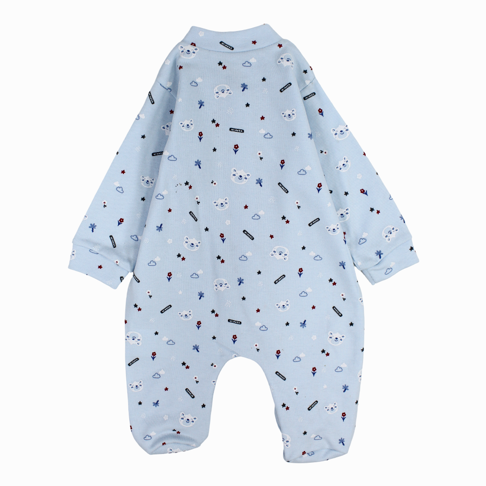 Unisex Baby Footie – Light Blue with a Fun Print