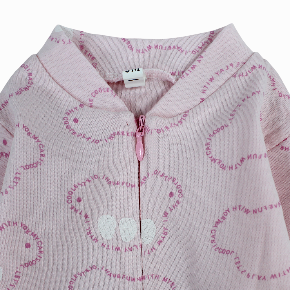 Baby Girls Baby Footie – Pink with Car Prints