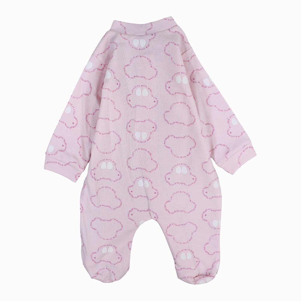 Baby Girls Baby Footie – Pink with Car Prints