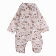 Baby Girls Baby Footie – Salmon with Bear Design