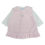 Baby Girls Velvet Dress – Pink with Dots Print