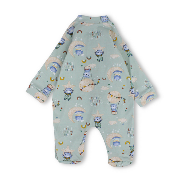 Baby Boys Cotton Baby Footie Onesie – Mint with Bears Print