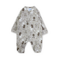 Unisex Baby Cotton Baby Footie – Beige with Bears Print