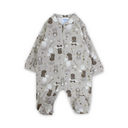 Unisex Baby Cotton Baby Footie – Beige with Bears Print