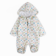 Unisex Baby Cotton Hooded Baby Footie – Off-Whith with Sheep and Bunny Print