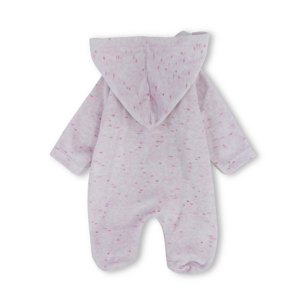 Baby Girls Velvet Hooded Baby Footie – Pink