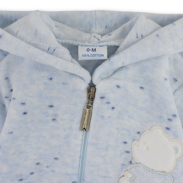 Baby Boys Velvet Hooded Baby Footie – Baby Blue