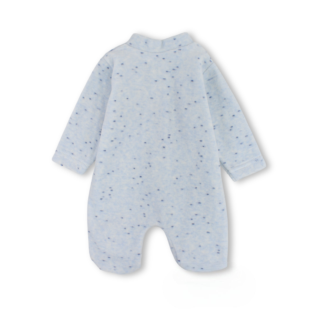 Baby Boys Velvet Hooded Baby Footie – Baby Blue
