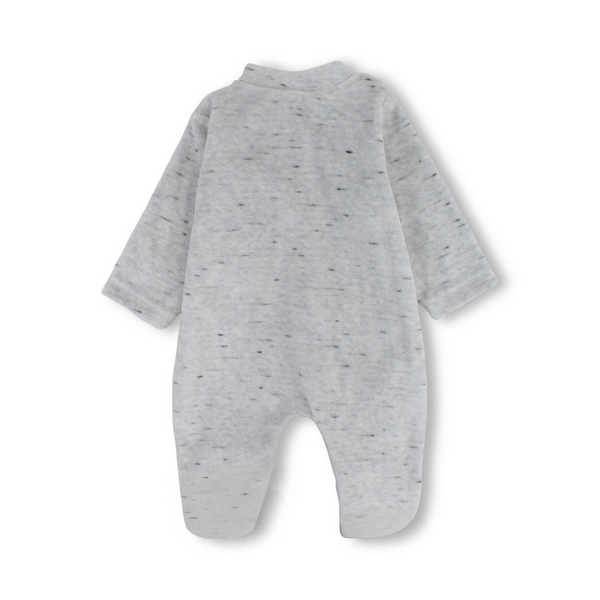 Baby Boys Velvet Baby Footie – Grey with Bear Design