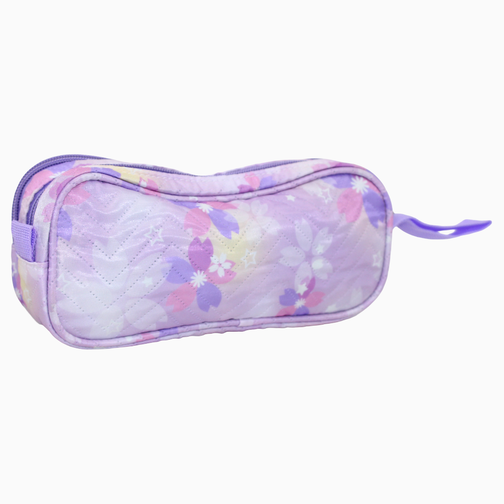 Fabric Floral Pencil Case - Purple