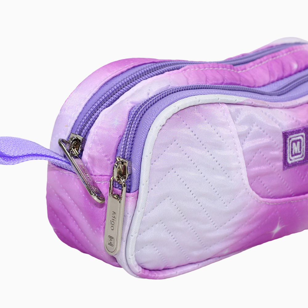 Fabric Pencil Case - Purple & Silver