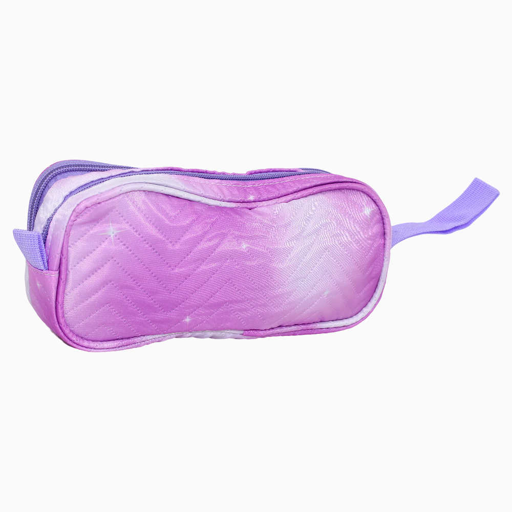 Fabric Pencil Case - Purple & Silver