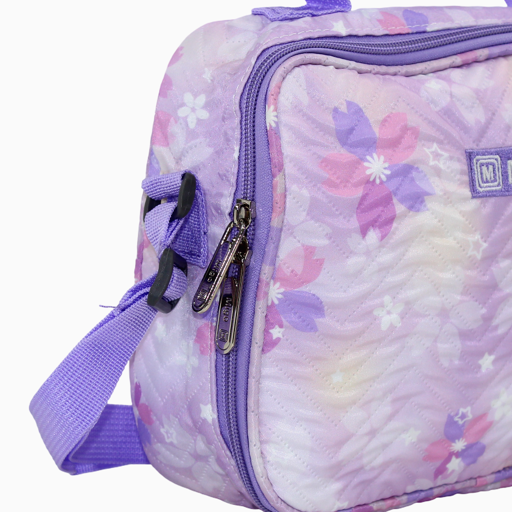 Fabric Floral Lunch Bag - Purple