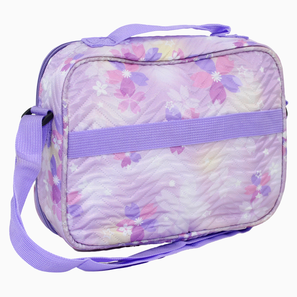 Fabric Floral Lunch Bag - Purple