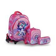 Migo School Set Unicorn Trolley Bag 16 Inches – Pink