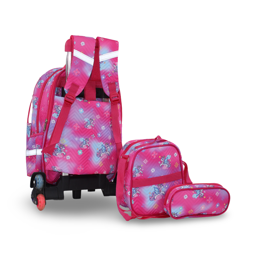 School Set Unicorn Trolley Bag 16 Inches – Pink
