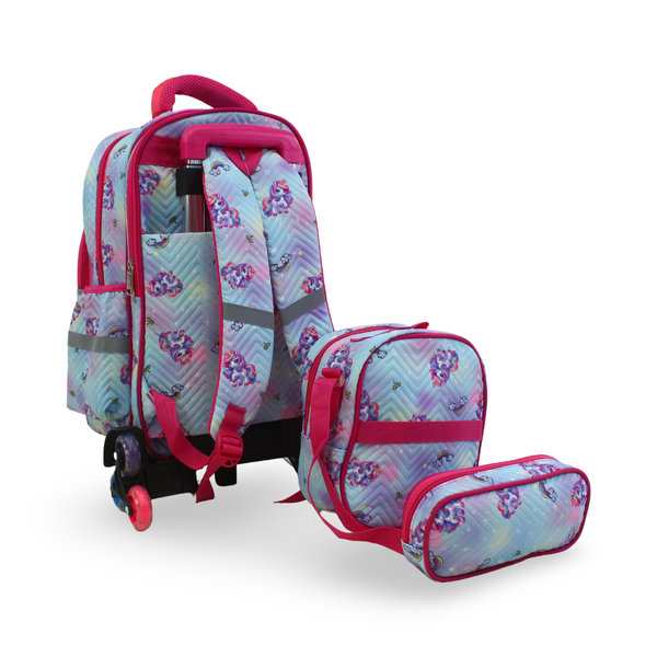 Migo School Set Unicorn Trolley Bag 18 Inches – Baby Blue