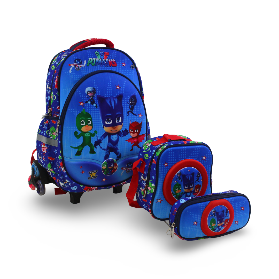 School Set PJ Masks Trolley Bag 18 Inches – Blue - Migo