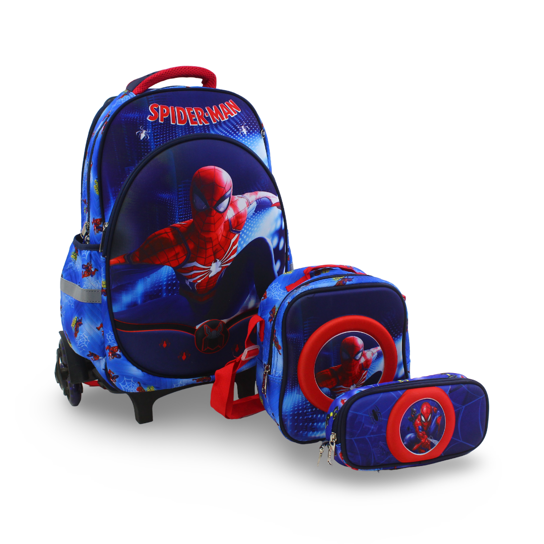 School Set Spider-Man Trolley Bag 18 Inches – Blue - Migo
