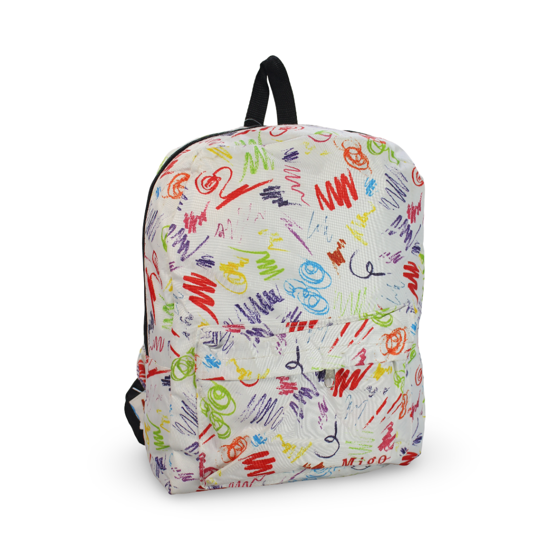 Migo Graffiti Style Backpack 16 Inches – White