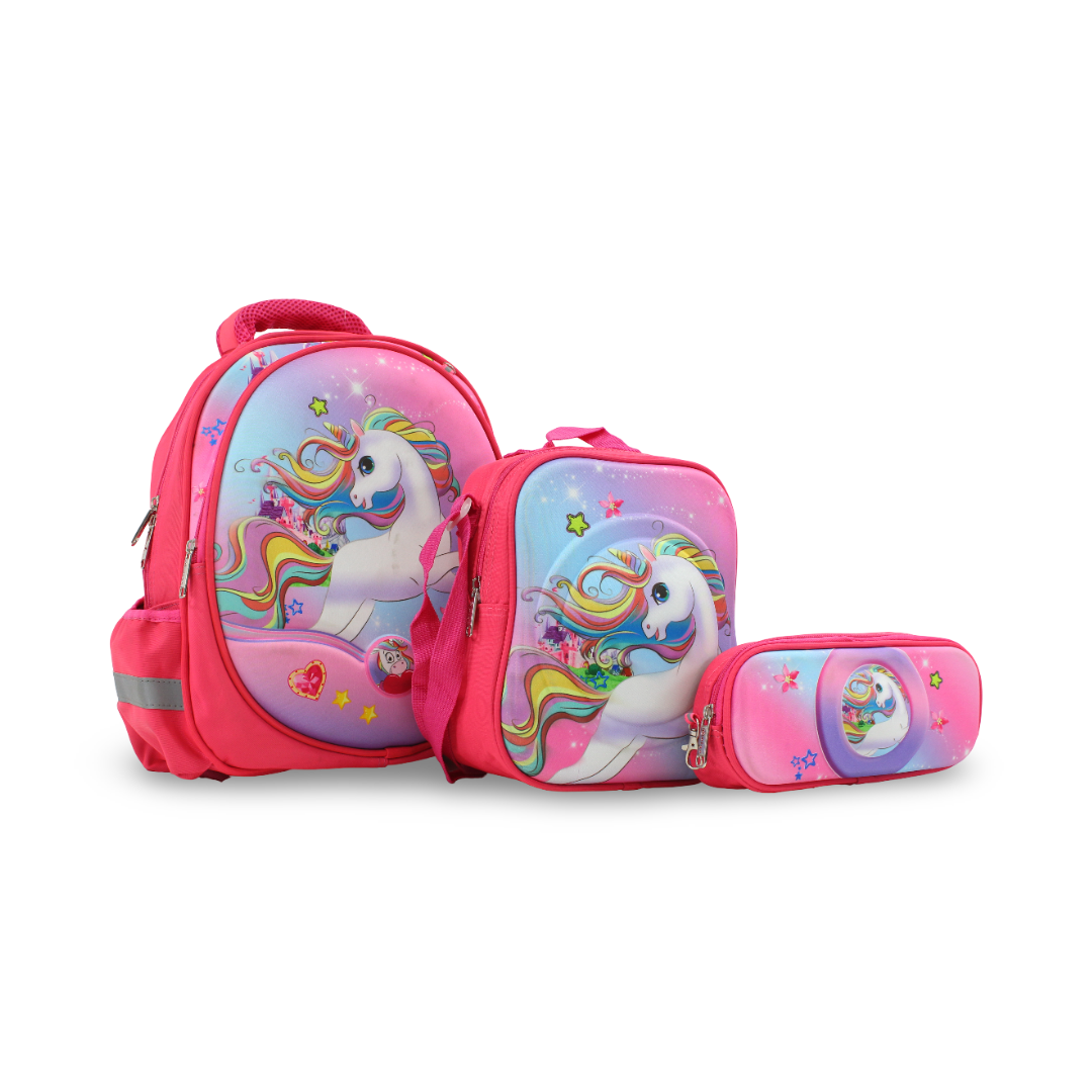 School Set Unicorn Backpack 14 Inches – Watermelon & Baby Blue - Migo