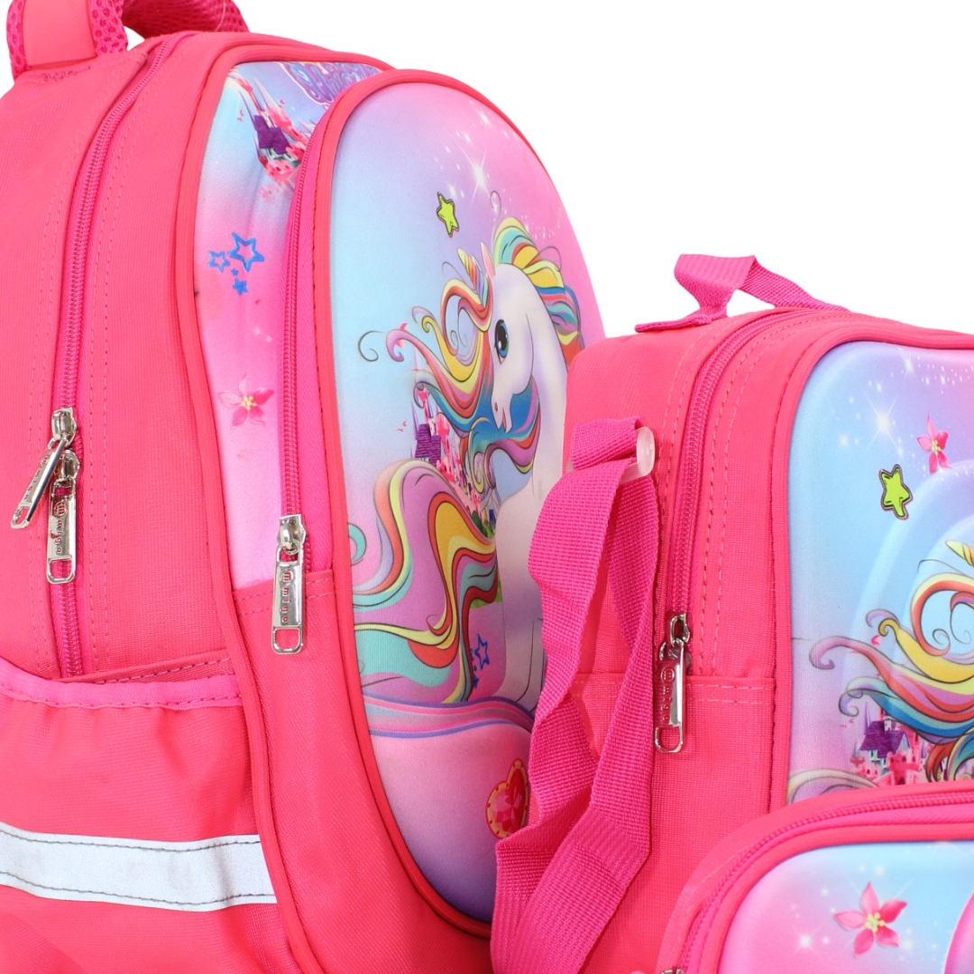 School Set Unicorn Backpack 14 Inches – Watermelon & Baby Blue
