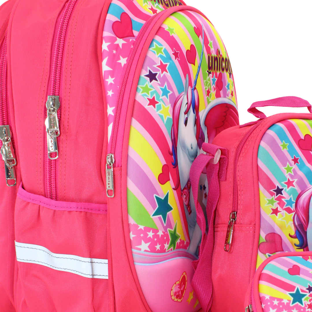 School Set Unicorn Backpack 16 Inches – Watermelon & Fuchsia