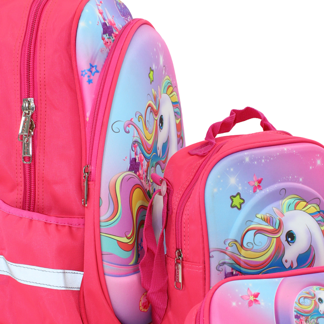 School Set Unicorn Backpack 16 Inches – Watermelon & Purple