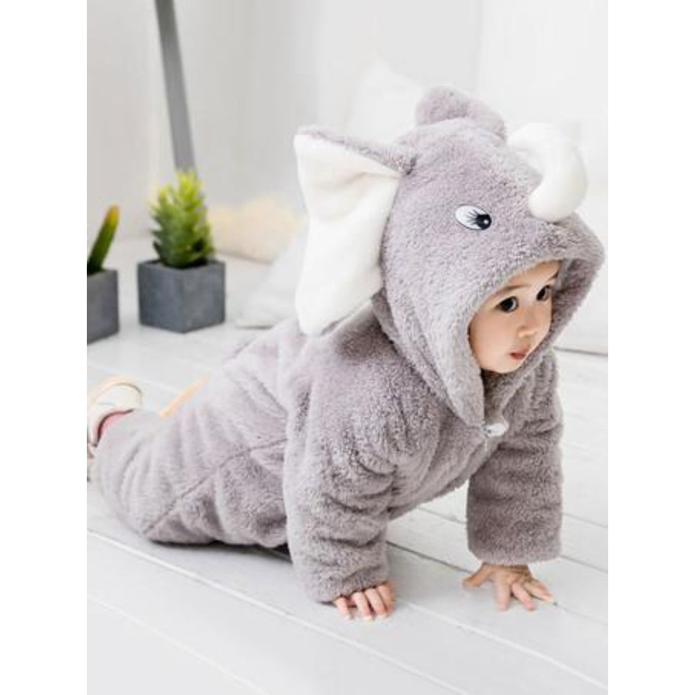 Baby Boys Elephant-Shaped Onesie – Grey