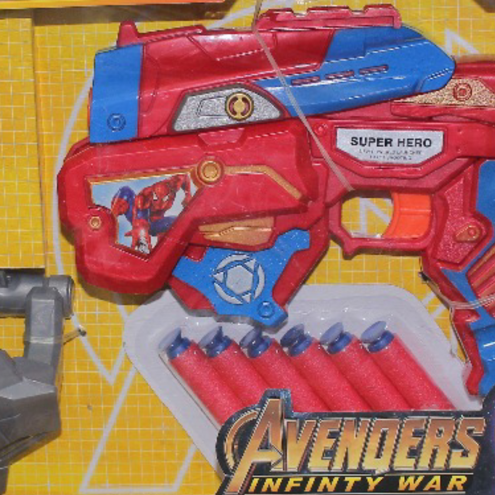 Spider-Man Avengers Infinity War Soft Bullet Blaster Gun Toy (Gun + Spiderman Shield)