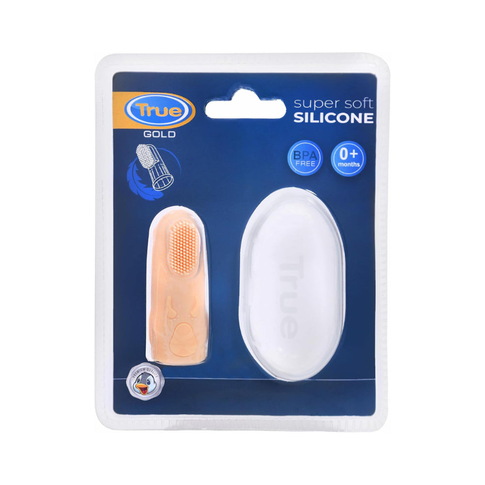 True Gold Silicone Finger Toothbrush with Case – Grey