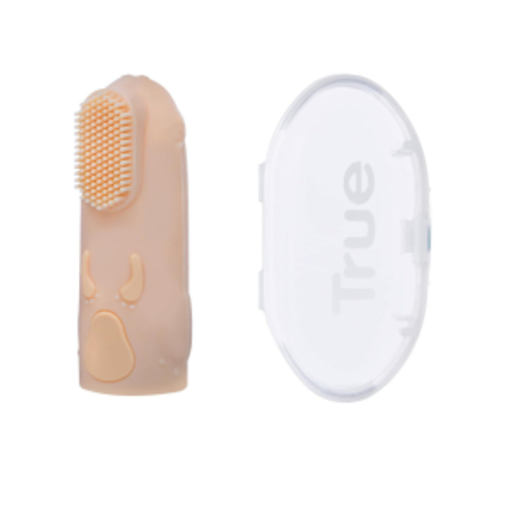 True Gold Silicone Finger Toothbrush with Case – Beige