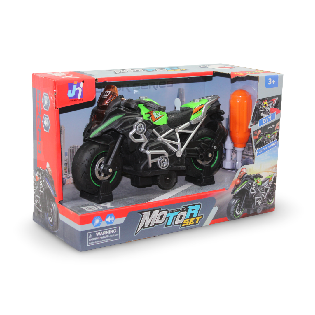 Music Lighted Swing Motorcycle Set with – Green - Toys - OKO