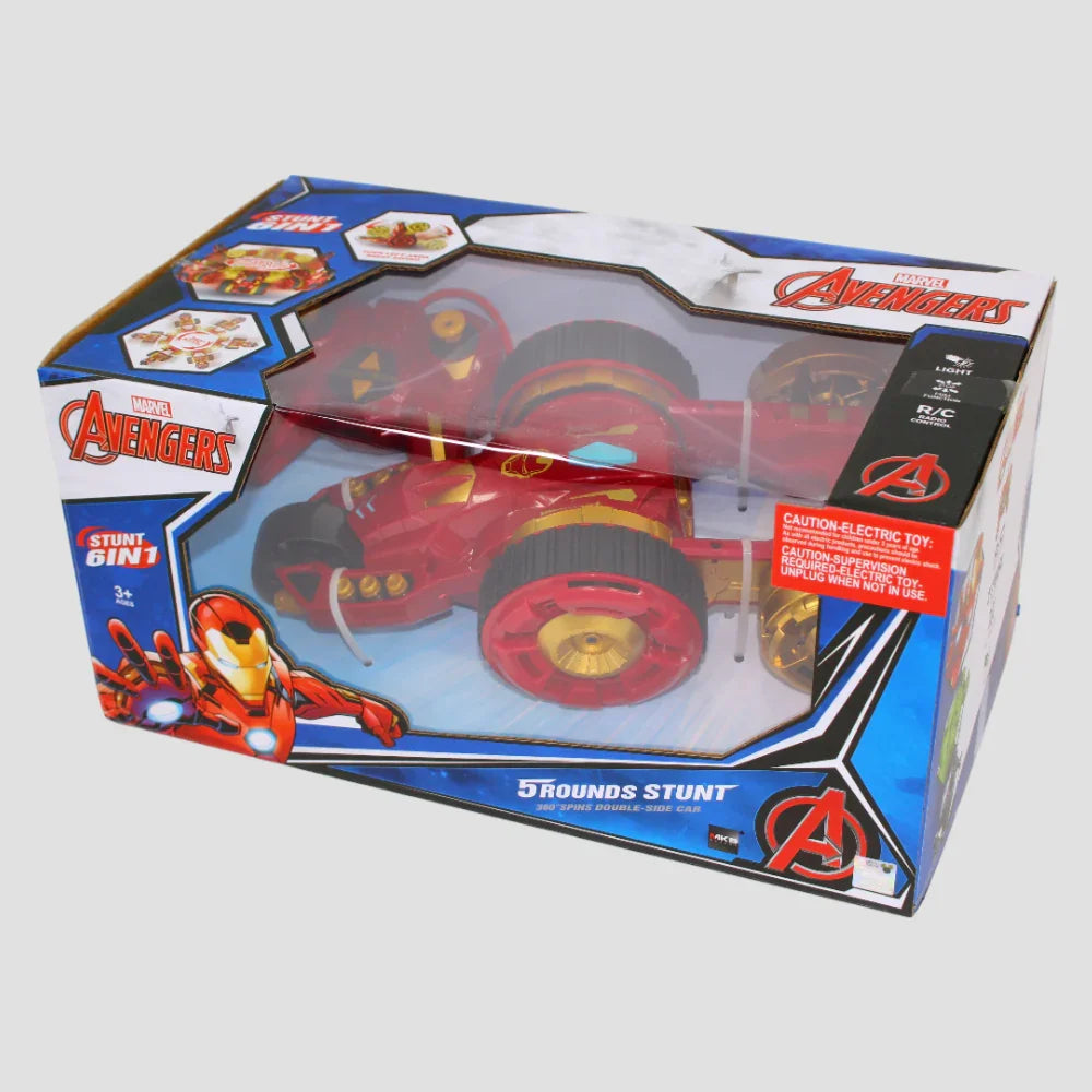 Marvel Iron Man Remote Control Stunt Car – 360° Spins & Double-Sided Action - Toys - OKO