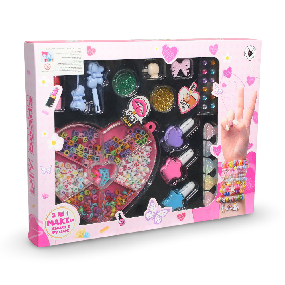 Glitter Cosmetic Heart Set (Makeup, Jewelry, and DIY Beads) - Toys - OKO