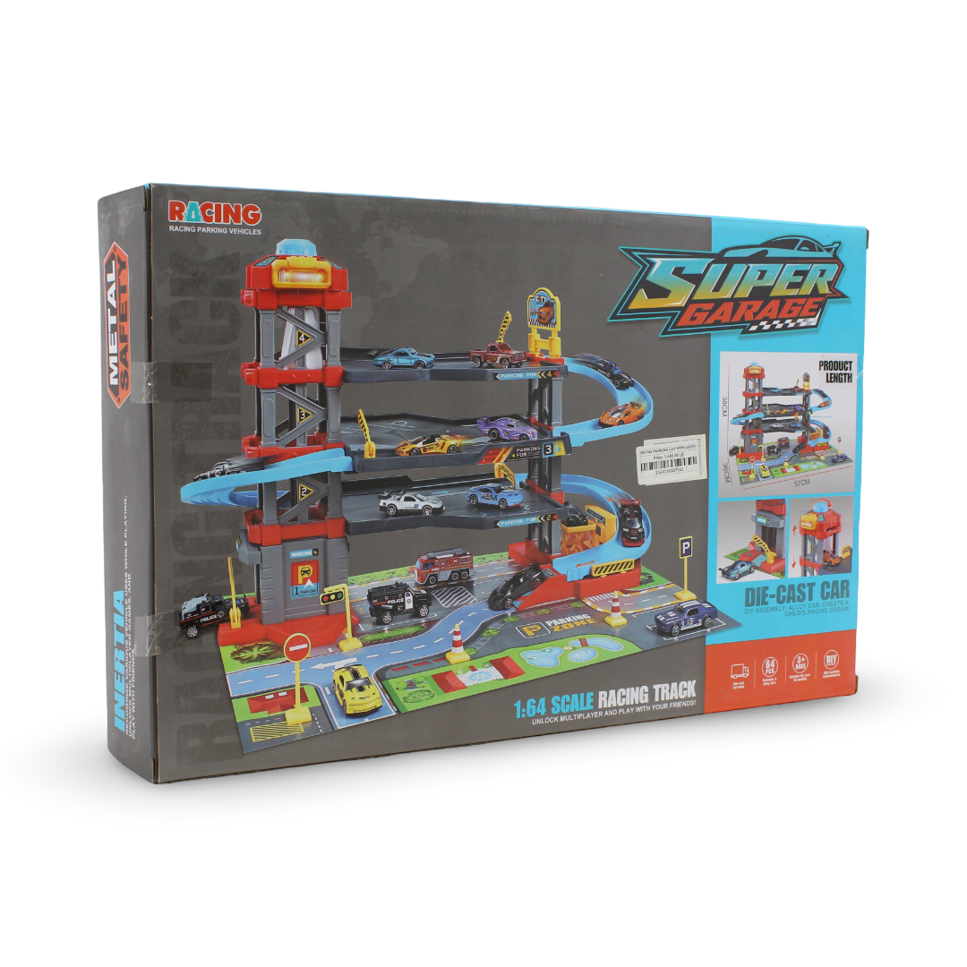 Meet Hot "Super Garage" Racing Track Playset 1:64 Scale