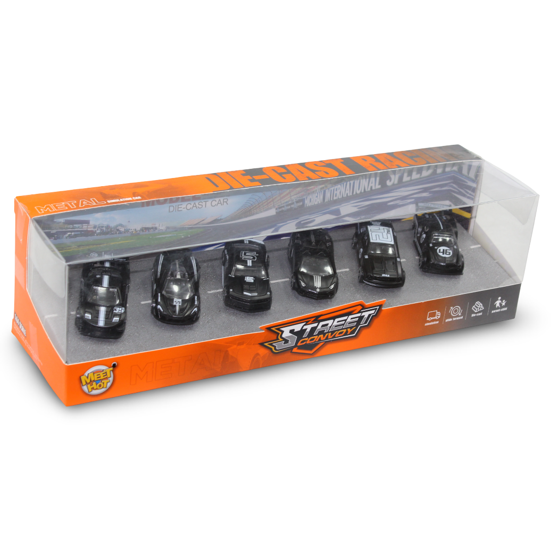 Meet Hot Street Convoy Die-Cast Car Set 1:64 Scale – 6 Pcs