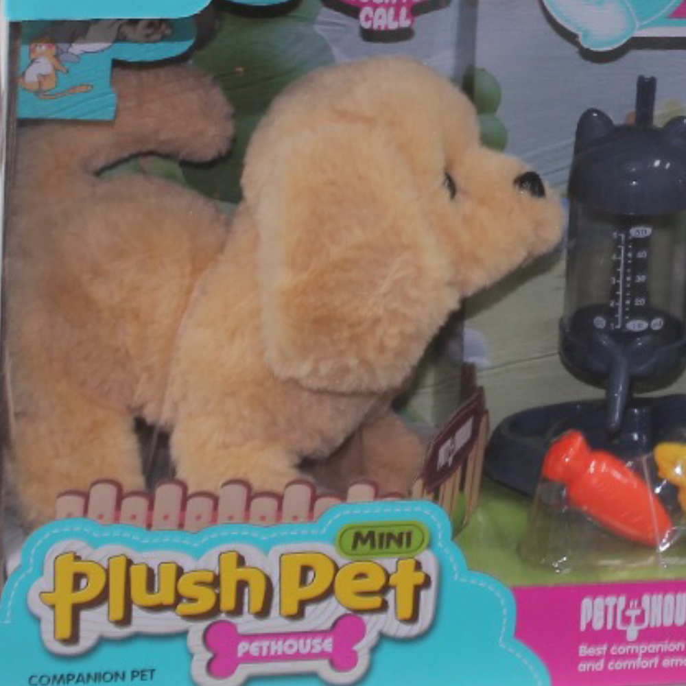 Mini Brown Dog Plush Pet with Accessories