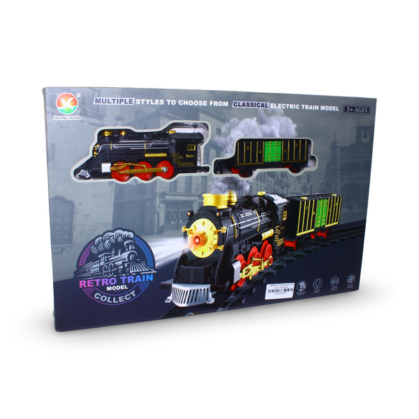 Classic Retro Electric Toy Train Model Set (Light & Sound)