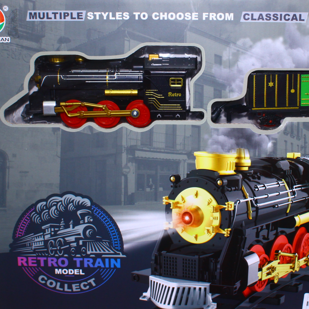 Classic Retro Electric Toy Train Model Set (Light & Sound)