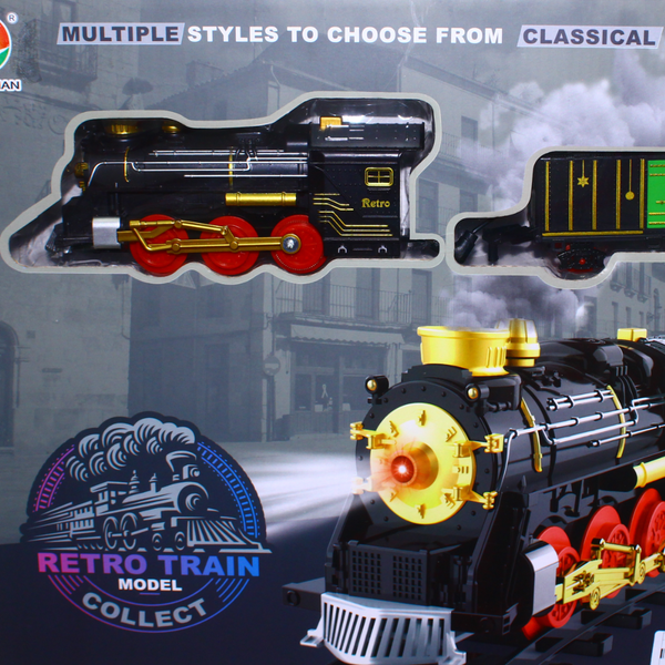 Classic Retro Electric Toy Train Model Set (Light & Sound)
