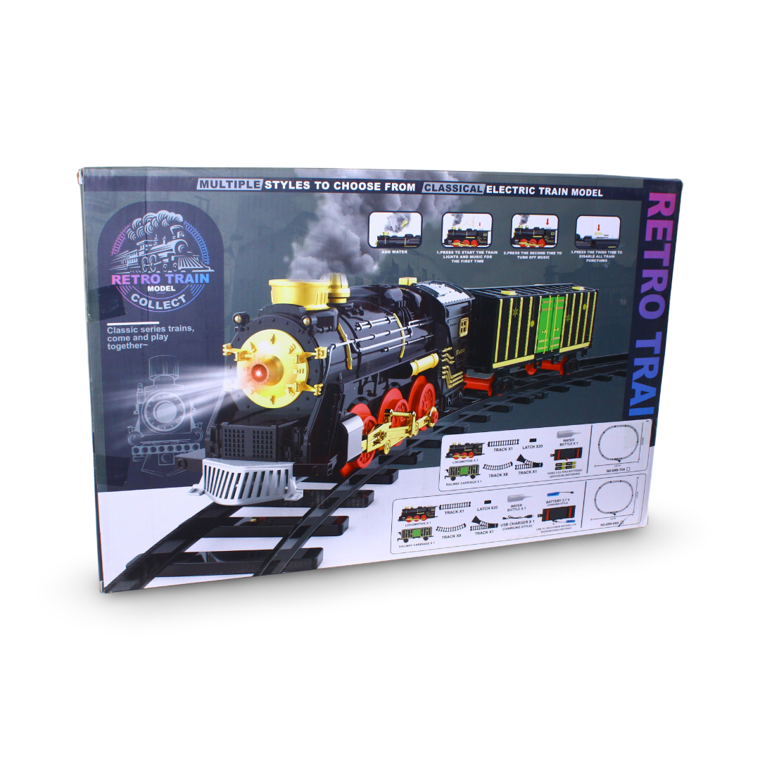 Classic Retro Electric Toy Train Model Set (Light & Sound)