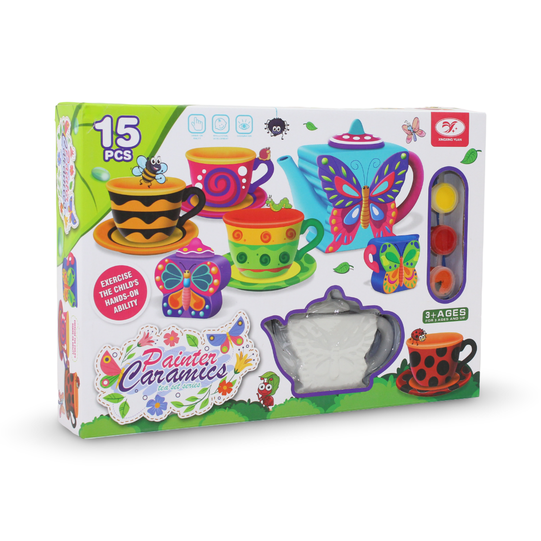 Ceramics Tea Set Painting Kit – 15 Pcs