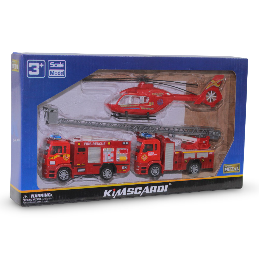 Kimscardi Fire Rescue Service Toy Set – 3 Pcs - Toys - OKO