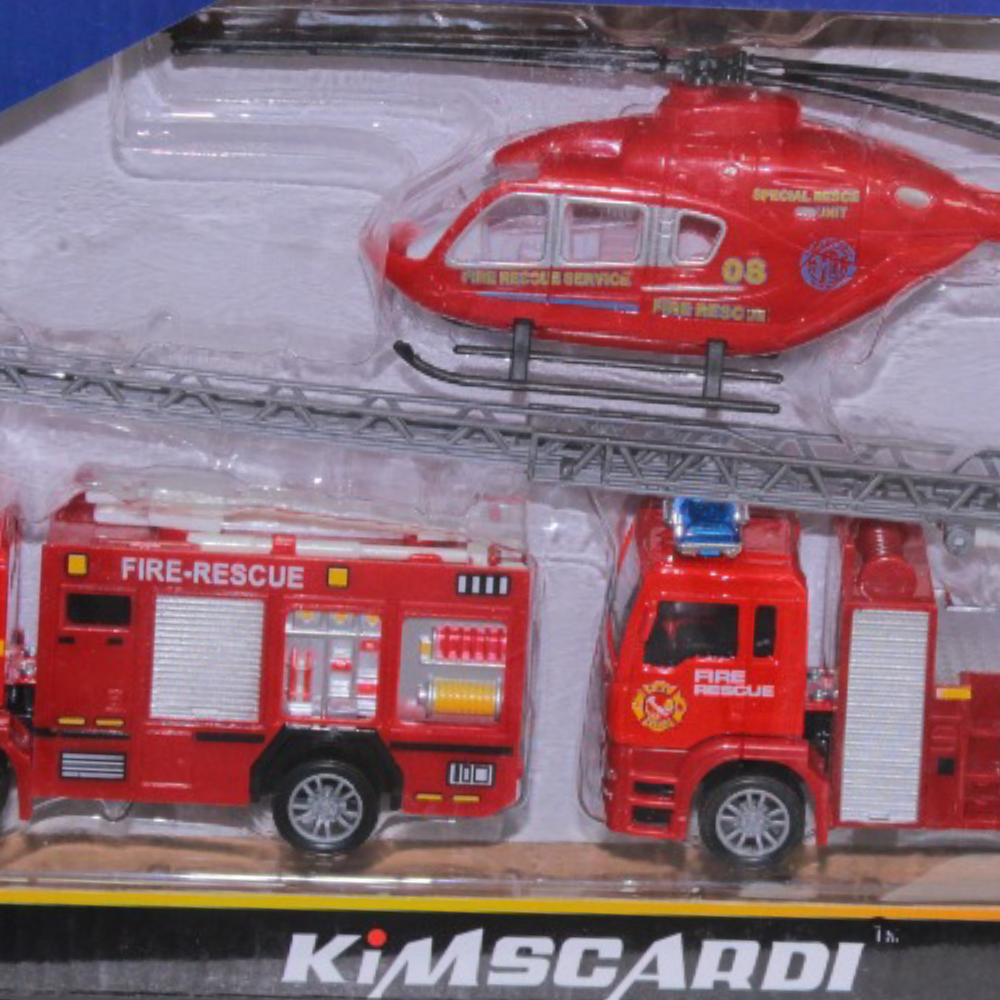Kimscardi Fire Rescue Service Toy Set – 3 Pcs