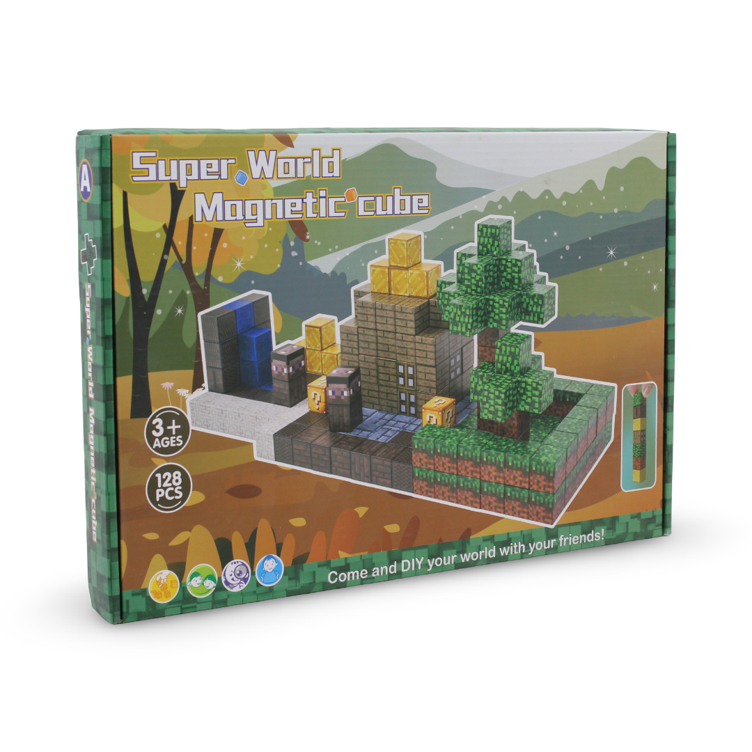 Super World Magnetic Cube Building Set – 128 Pcs