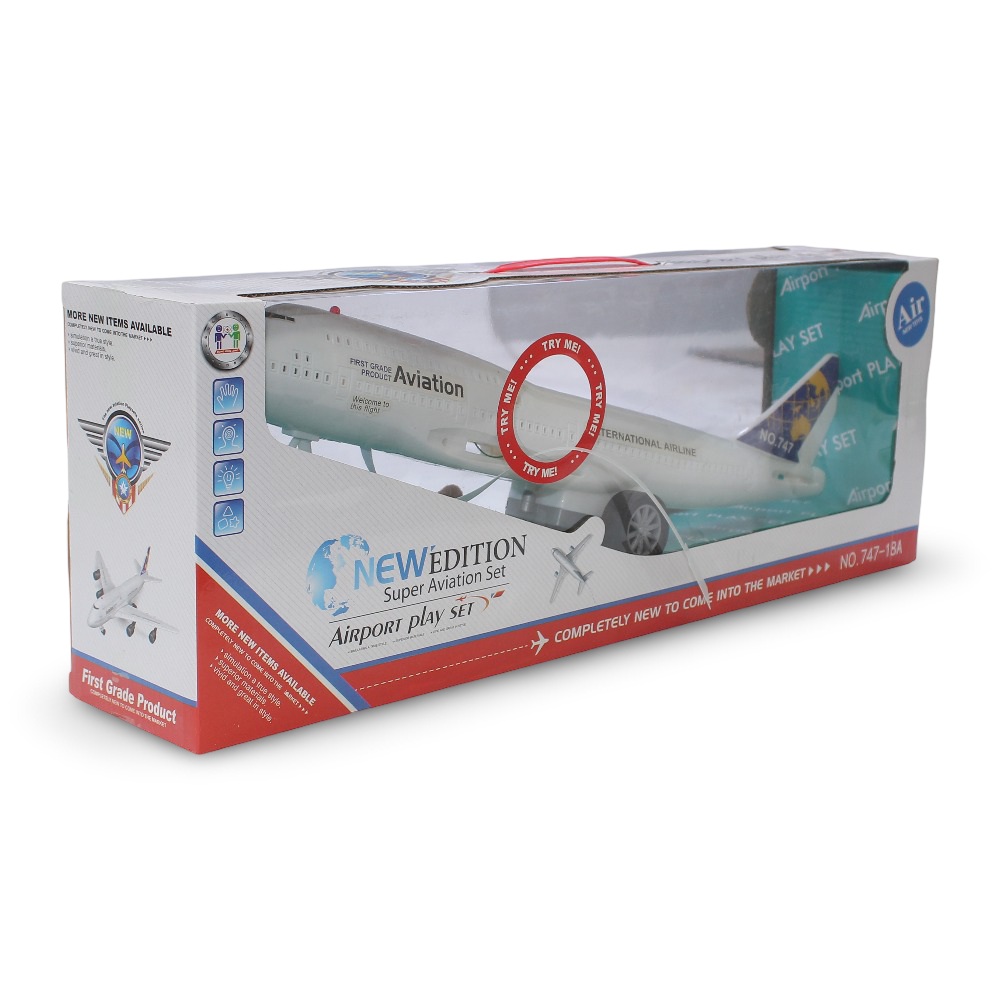 Friction Toy Airplane with Lights – White Aviation Design